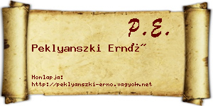 Peklyanszki Ernő névjegykártya
